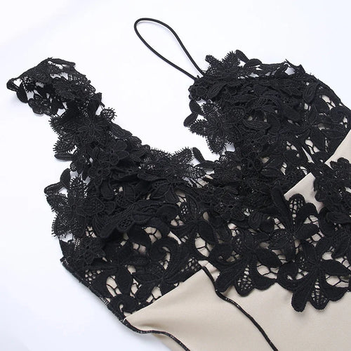 Load image into Gallery viewer, Lace High Split Sexy Midi Dress For Women Robe 2023 New Spaghetti Strap Sleeveless Deep V Neck Party Long Dress Vestido
