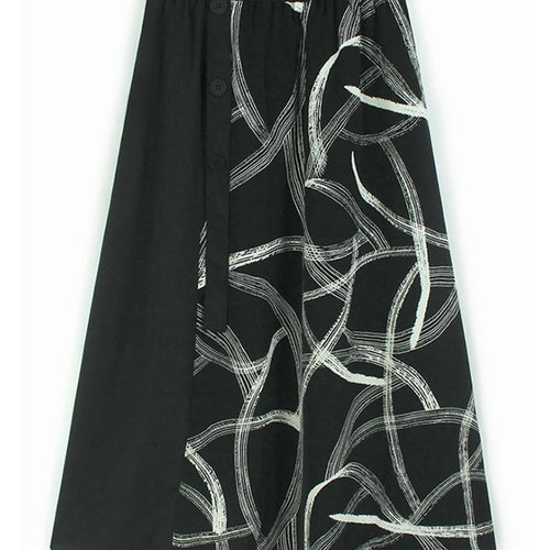 Load image into Gallery viewer, High Elastic Waist Black Plaid Button Spliced A-line Half-body Skirt Women Fashion Tide New Spring Autumn 2025 1DJ0917
