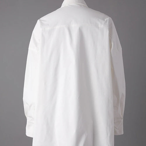 Load image into Gallery viewer, Women White Flower Button Big Size Casual Blouse New Lapel Long Sleeve Shirt Fashion Tide Spring Autumn 2025 1DJ0816
