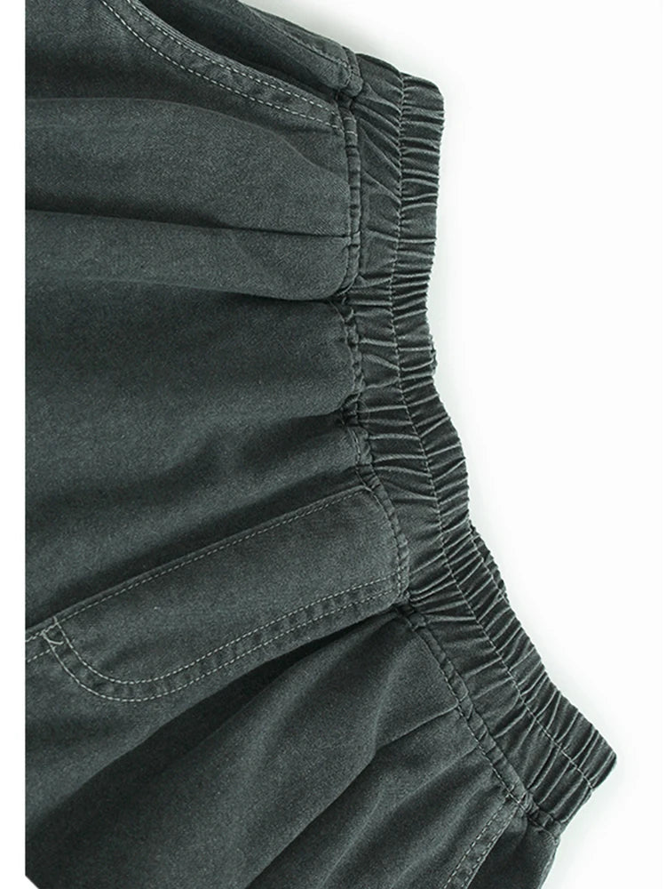 High Waist Gray Denim Pocket Casual Long Wide Leg Jeans New Women Trousers Fashion Tide Spring Autumn 2025 1DJ1571