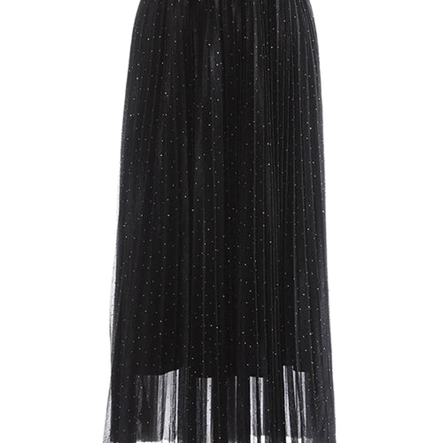 Load image into Gallery viewer, High Elastic Waist Black Pleated Rhinestones Shining Half-body Skirt Women Fashion Tide New Spring Autumn 2025 1DJ1271
