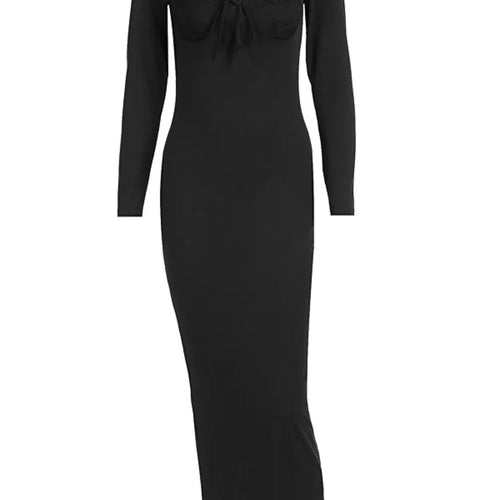 Load image into Gallery viewer, Elegant Re Lace Patchwork Bodycon Party Evening Dress Women 2025 Winter New U Neck Backless Slimming Elastic Vestido
