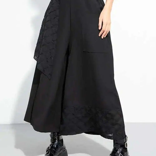 Load image into Gallery viewer, High Elastic Waist Black Irregular Spliced Wide Leg Pants New Trousers Women Fashion Tide Spring Autumn 2025 1DH5074
