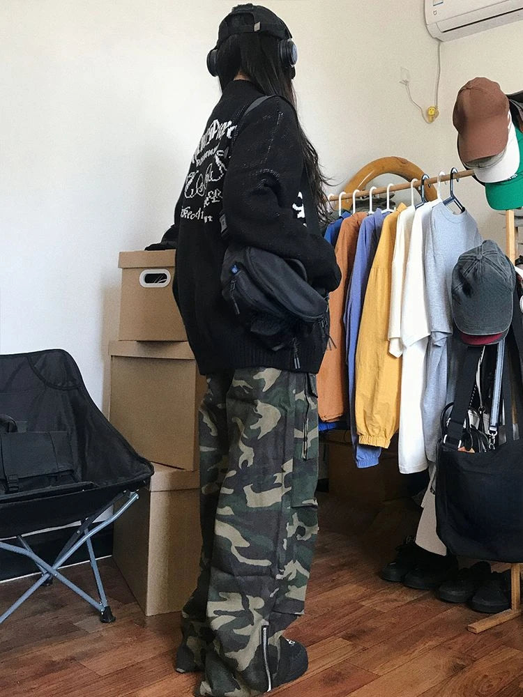 2025 Y2k Aesthetic Jacquard Cardigans Autumn Winter Oversized Streetwear Tops New Grunge Casual Double Zippers Knitted Sweaters