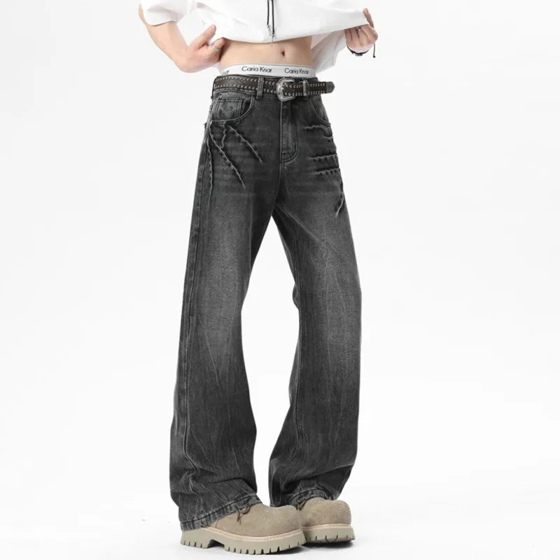 Men Jeans New American Three Dimensional Detachment Spicing Light Flare Pants High Sreet Style Straight Leg Bottoms 9W1538