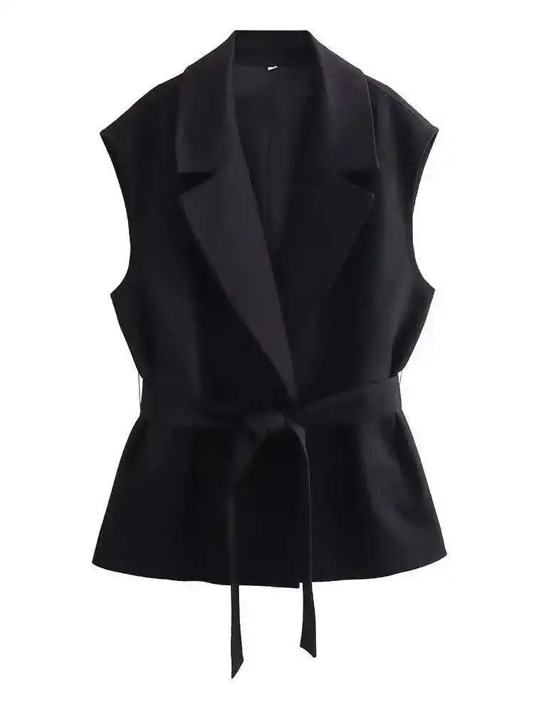 Big Size Green Vest Wide Leg Pants Two Piece Suit New Lapel Sleeveless Women Fashion Tide Spring Summer 2025 1DH6482