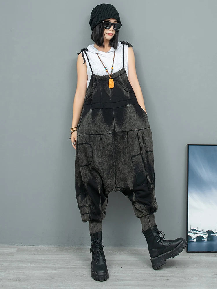 High Waist Black Vintage Big Size Long Casual Overalls Jeans New Women Trousers Fashion Tide Spring Autumn 2025 1DH9547