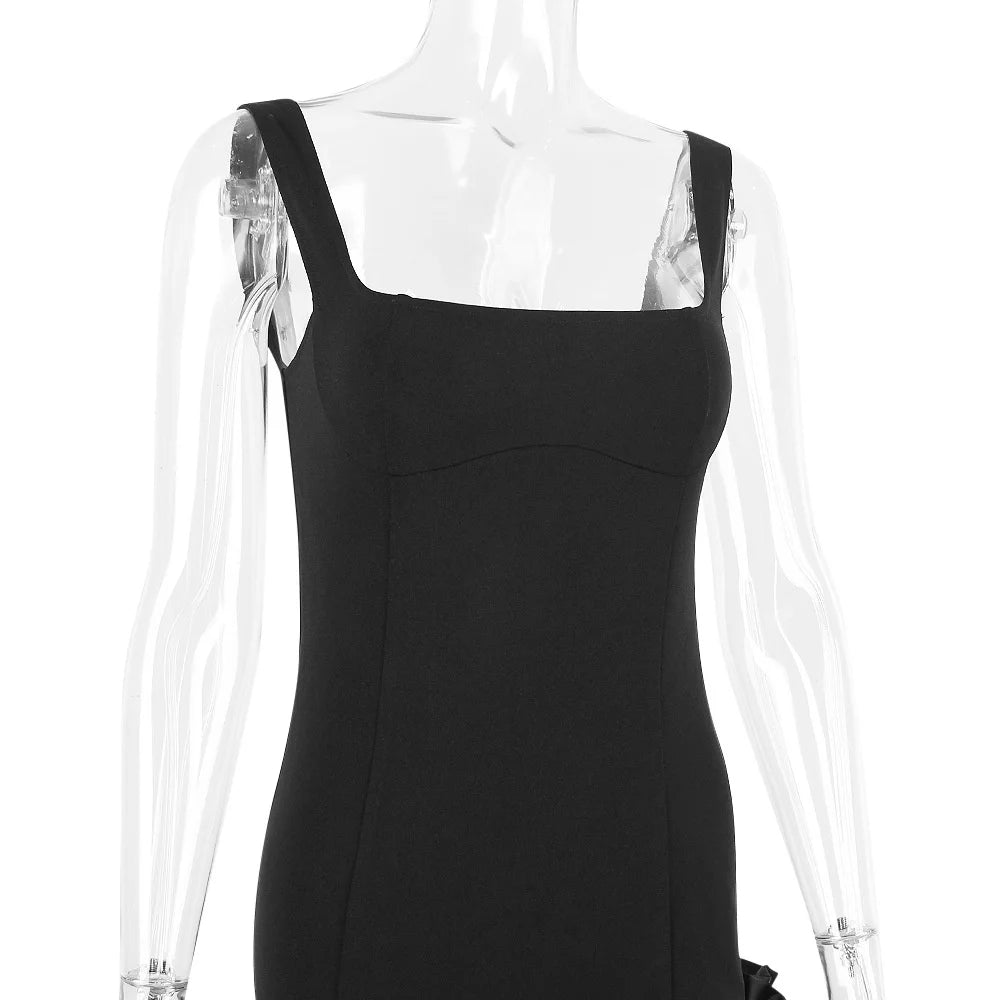 Black Elegant Sexy Mini Dress For Women Sundress New Spaghetti Strap Backless Bodycon Club Party Short Dress Vestido