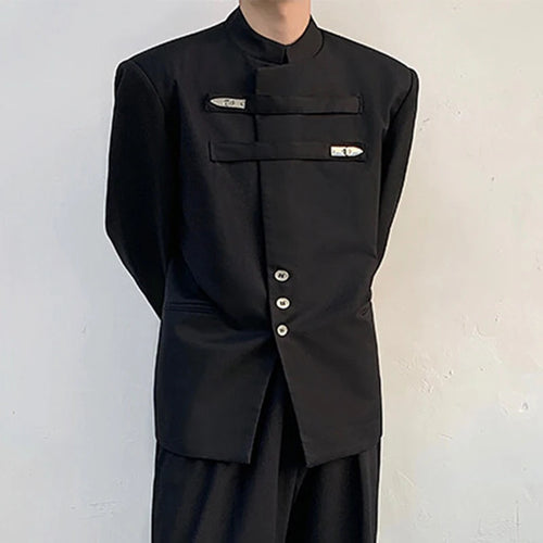 Load image into Gallery viewer, Men's Suit Jacket Stand Collar Solid Color Metal Buckle Design Loose Male Clothing Spring New Chinese Men Wear 9W1340
