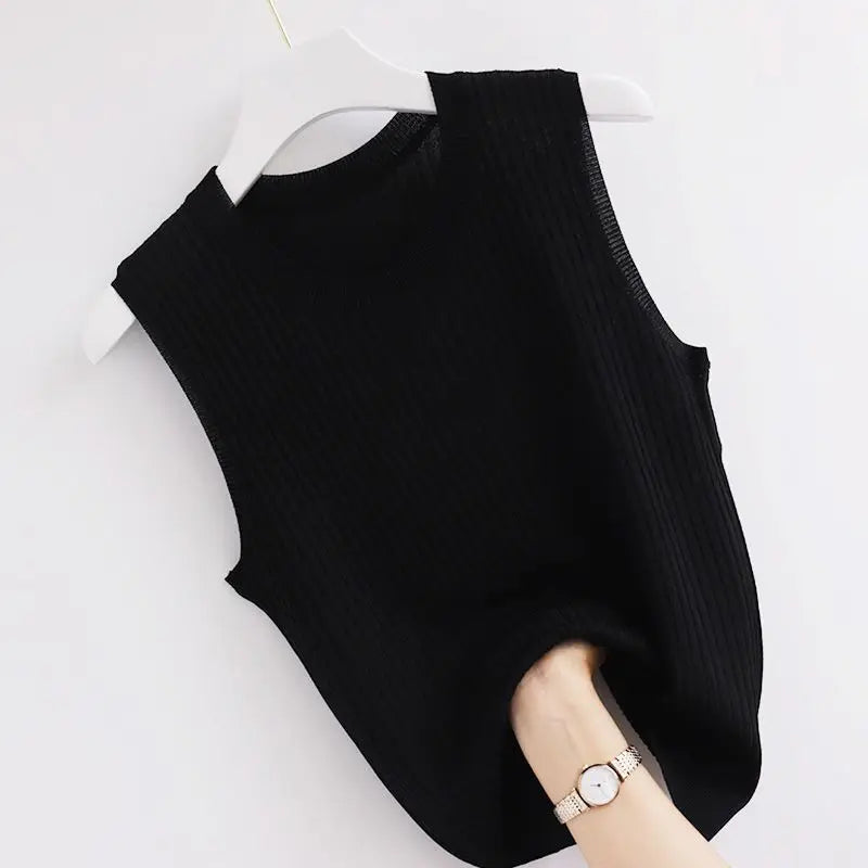Camisole Summer Cropped Knit Slim Sleeveless Tops Female Fashion 2024 Chic Lady Crop Top Solid Tank Tops Femme