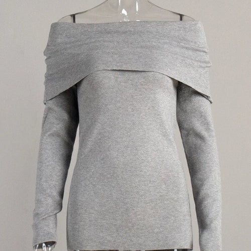 Load image into Gallery viewer, Elegant Knitted Long Sleeve Sweater High Elasticity Slim Top For Women 2025 New Winter Sexy One Shoulder Tight Sweater
