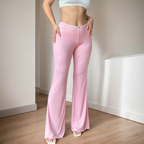 Load image into Gallery viewer, Casual Ruched Skinny Pink Women Pants Sweet Homewear Appliques Sporty Chic Flare Trousers All-Match Sweatpants Korean
