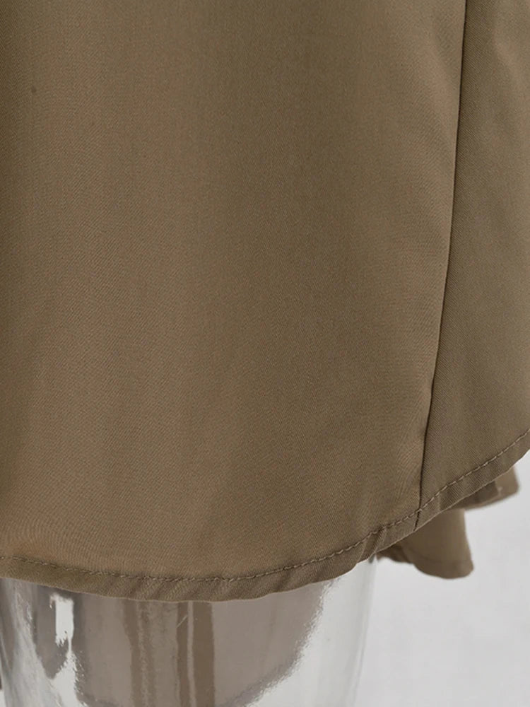 Women Khaki Irregular Back Long Elegant Big Size Blouse New Lapel Long Sleeve Shirt Fashion Tide Spring Autumn 2025 2Q1236