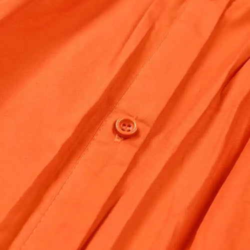 Load image into Gallery viewer, Women Orange Irregular Pleated Big Size Dress New Stand Collar Long Sleeve  Fashion Tide Spring Autumn 2025  1DF4807115
