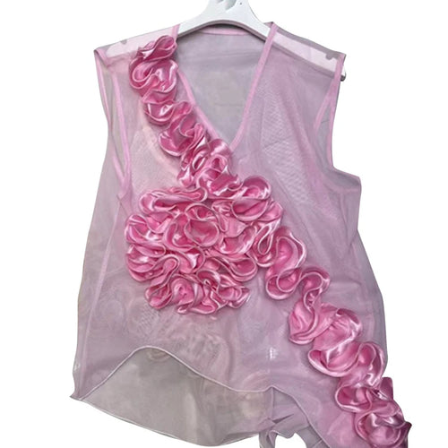 Load image into Gallery viewer, Solid Spliced Appliques Slimming T Shirts For Women V Neck Sleeveless Minimalist Elegant T Shirt Female Clothes New
