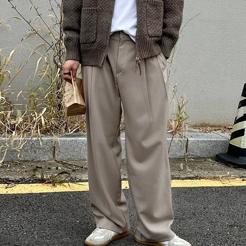 Load image into Gallery viewer, Men's Casual Pants New Korean Style Pleated Design Solid Color Stylish Male Trousers Trend 2025 Summer Loose Fitting 9W1978
