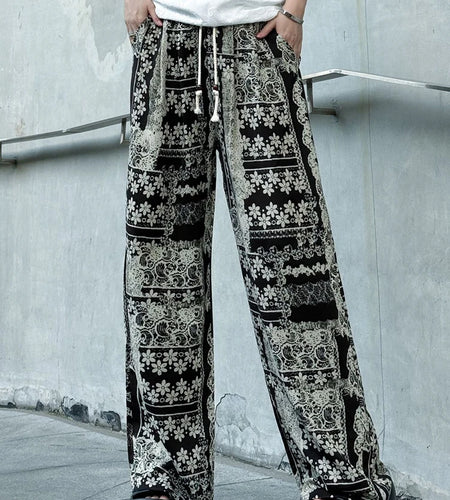 High Elastic Waist Black Zebra Stripes Long Wide Leg Pants New Trousers Women Fashion Tide Spring Autumn 2025 1DJ1535