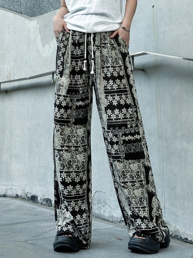 High Elastic Waist Black Zebra Stripes Long Wide Leg Pants New Trousers Women Fashion Tide Spring Autumn 2025 1DJ1535