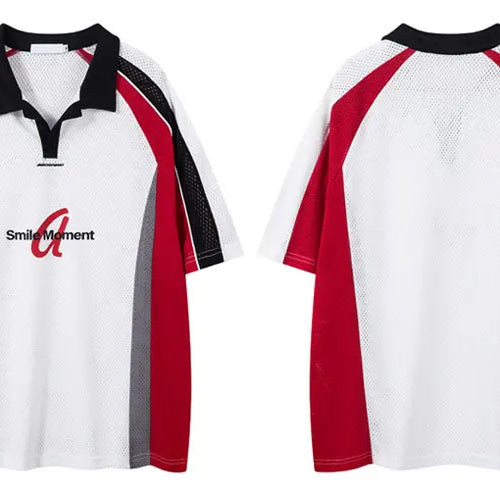 Load image into Gallery viewer, Vintage Mesh Jersey T-Shirt Y2K Graphic Printed Patchwork Sport Tshirt Streetwear Hip Hop Baggy Breathable Quick Drying Top Tee
