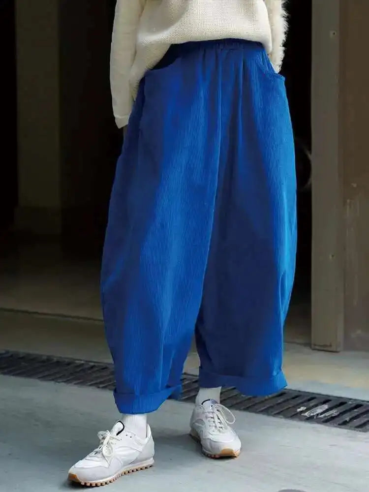 High Elastic Waist Green Corduroy Wide Leg Pants New Loose Fit Trousers Women Fashion Tide Spring Autumn 2025 1DF21930