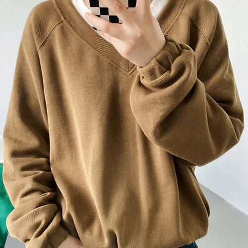 Load image into Gallery viewer, Knitting Loose Sweater For Women V Neck Long Sleeve Causal Minimalist Sweater Female Fashion Autumn Clothing
