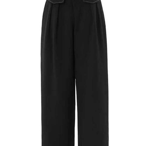 Load image into Gallery viewer, High Waist Black Topstitched Long Wide Leg Pants New Loose Fit Trousers Women Fashion Tide Spring Autumn 2025 1DF7779
