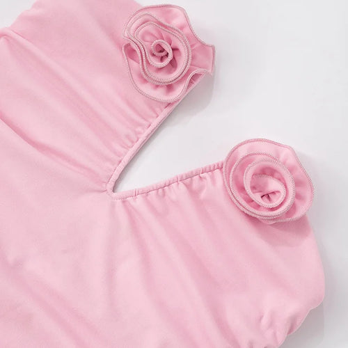 Load image into Gallery viewer, Rose Strapless Sexy Maxi Dress Women Pink Gown Off-shoulder V Neck Backless Sleeveless Bodycon Beach Club Long Dress
