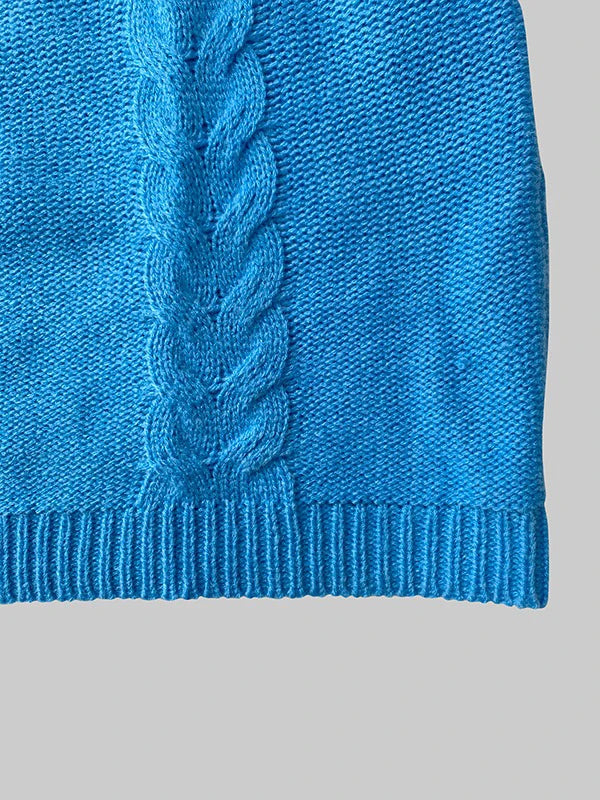 Fall Women’s Blue Stretch Knit Bodycon Midi Dress Business Casual Outfits Long Sleeves Sweater Belt Dresses Woman