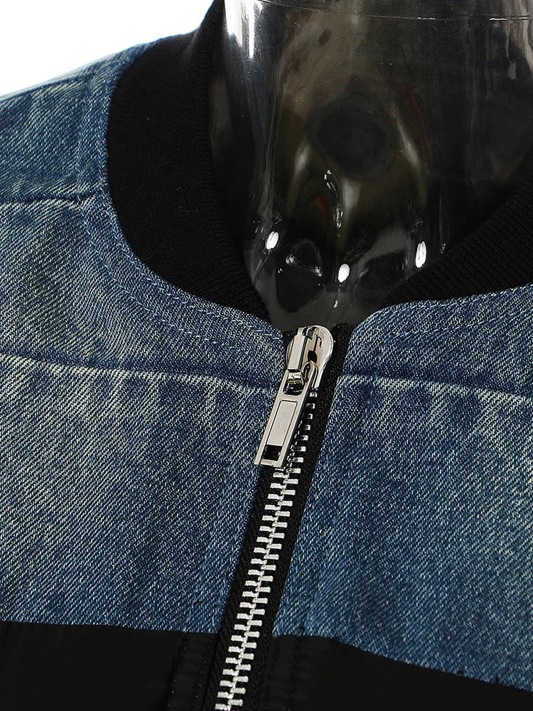 Blue Denim Short Casual Cotton-padded Coat Stand Collar Long Sleeve Women Parkas Fashion New Autumn Winter 2025 1DH4510