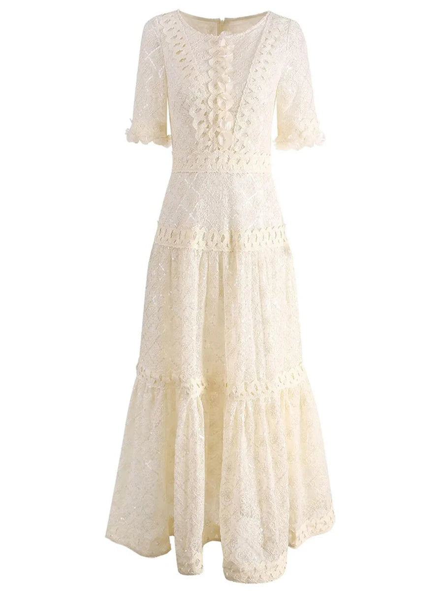 Solid Spliced Sequines Slimming Dresses For Women O Neck Long Sleeve High Waist Temperament Dress Female Fashion