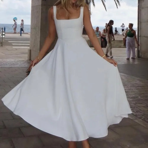 Load image into Gallery viewer, Elegant Sleeveless Bodycon Women Long Dress 2024 Fall Solid Color Square Neck Sexy Party Club Evening Dress Slim Vestido
