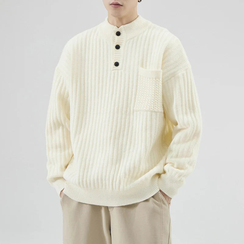 Men's Sweaters American O-neck Solid Color Male Pullover Loose Thick Casual Handsome Trendy Knitting Sweater New 9W1315