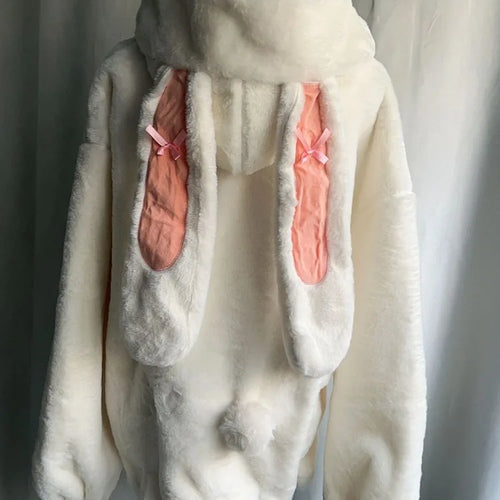 Load image into Gallery viewer, Kawaii Patchwork Loose Casual Hooded Coats Japanese Streetwear Fashion Fluffy  New Y2k Aesthetic Grunge Pocket Women Tops
