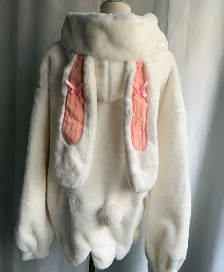 Kawaii Patchwork Loose Casual Hooded Coats Japanese Streetwear Fashion Fluffy  New Y2k Aesthetic Grunge Pocket Women Tops