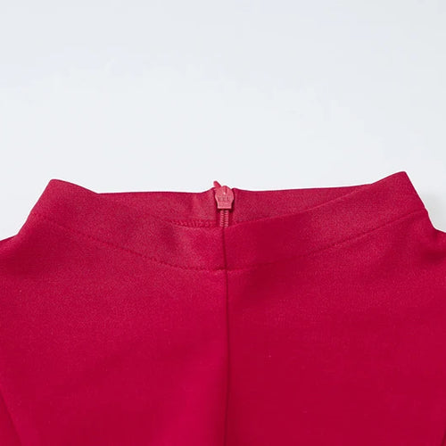 Load image into Gallery viewer, Half High Collar Sleeveless Sexy Mini Dress For Women Fashion Solid Red High Waist A-line Club Pleated Sexy Dress
