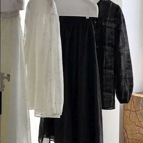 Load image into Gallery viewer, Lace Big Size Shirt Half-body Skirt Two Pieces Suit New Round Neck Long Sleeve Women Fashion Spring Autumn 2025 1DJ0062
