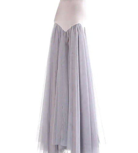 High Waist Gray Mesh Color-block Spliced Elegant A-line Half-body Skirt Women Fashion Tide New Spring Autumn 2025 1DH9838