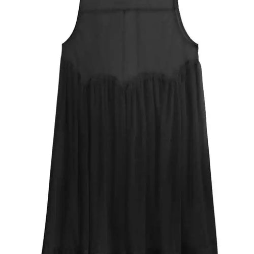 Load image into Gallery viewer, Women Black Big Hem Mesh Big Size Elegant Perspective Dress New Round Neck Sleeveless Fashion Spring Summer 2025 1DH6298

