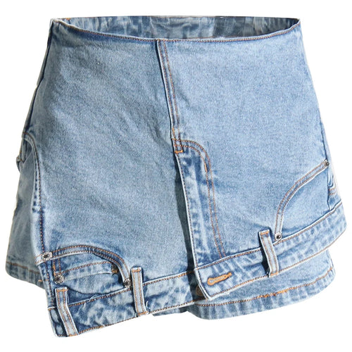 Load image into Gallery viewer, Patchwork Asymmetrical Short Pants For Women High Waist Straight Solid Minimalist Shorts Skirts Female Summer
