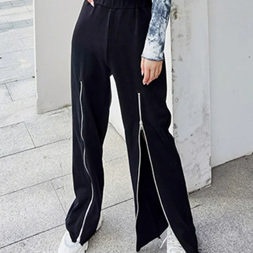 Load image into Gallery viewer, Streetwear Wide Leg Pants For Women High Waist Patchwork Denim Colorblock Loose Trousers Female Autumn Clothing
