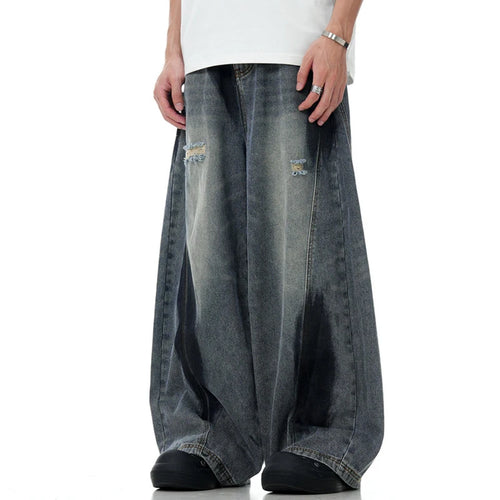 Load image into Gallery viewer, American Graffiti Men&#39;s Jeans Hole Design  Lantern Pants Fashion Zipper Multi-pocket Male Denim Trousers 2024 Autumn 9C8846
