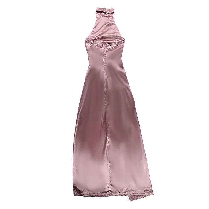 Halter Sleevelessthigh High Split Maxi Dress For Women Fashion Backless Bodycon Sexy Club Party Evening Long Dress