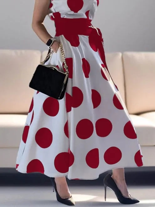 Summer Ladies Polka Dots Elegant Dress Daily X-Line Fit & Flare Shirt Dress for Women Party Evening Prom Dresses