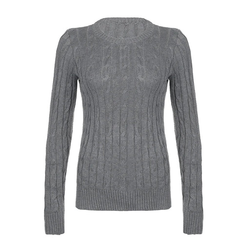 Load image into Gallery viewer, Casual Grey Basic Autumn Sweater Female Knitwears Twisted All-Match Korean Fashion Knit Pullover Solid Preppy Style
