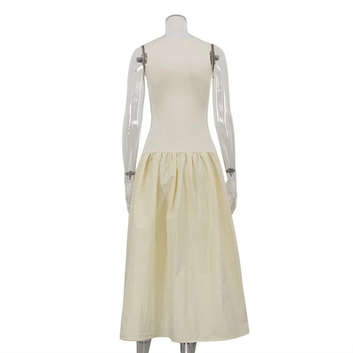 Load image into Gallery viewer, Patchwork Sleeveless Maxi Dress For Women Autumn New Casual Solid O Neck Loose A-line Long Tank Dress Elegant Fashion
