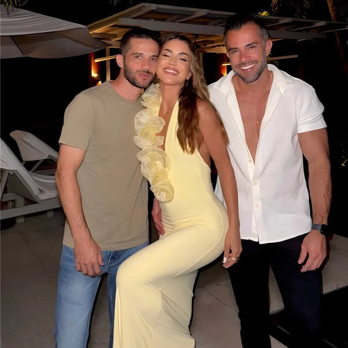 Load image into Gallery viewer, Mesh Rose Deep V Neck Sexy Maxi Dress For Women Gown Elegant Halter Sleeveless Backless Bodycon Club Party Long Dress
