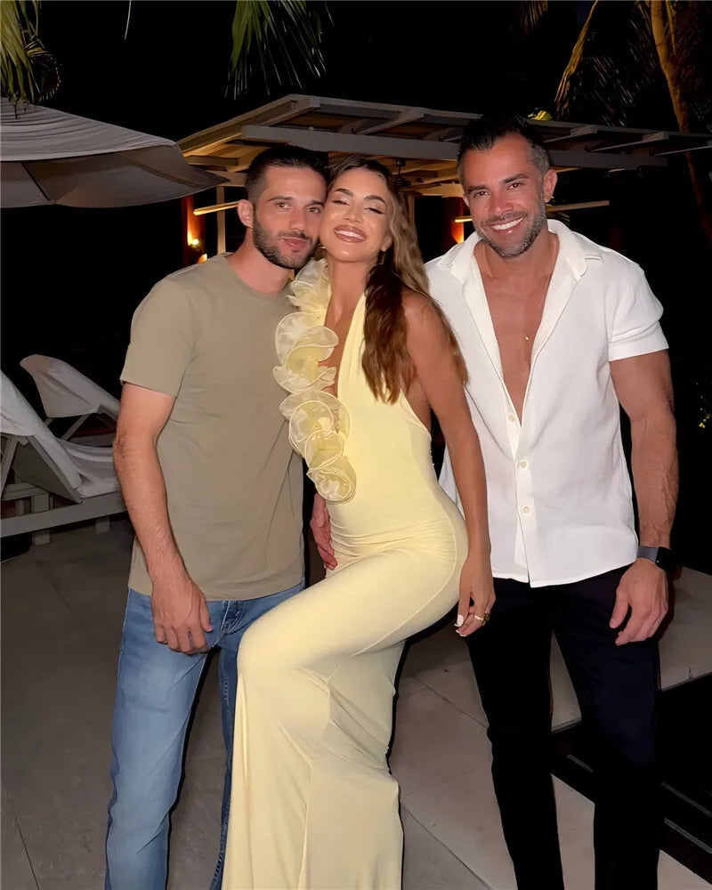 Mesh Rose Deep V Neck Sexy Maxi Dress For Women Gown Elegant Halter Sleeveless Backless Bodycon Club Party Long Dress