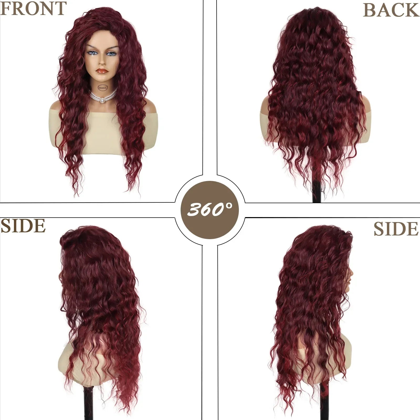 Synthetic Wigs for Women Red Long Curly Wig with Thick Top Free Part Hairline Water Wave Wigs Curls Units Halloween Wig