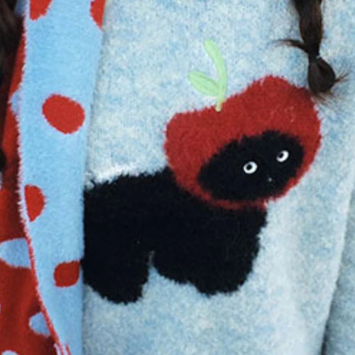 Load image into Gallery viewer, Vintage Preppy Kawaii Cartoon Jacquard Sweaters Sweet Harajuku Loose Grunge Jumpers Y2k Aesthetic Women Blue Knitted Pullovers
