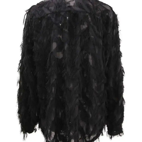 Load image into Gallery viewer, Women Black Tassels Thin Big Size Casual Blouse New Lapel Long Sleeve Shirt Fashion Tide Spring Autumn 2025 CPG1647
